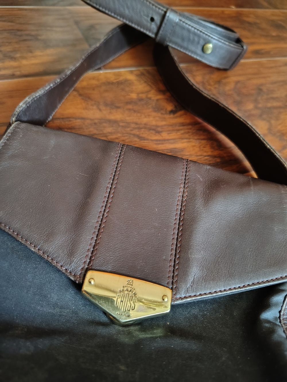 Vintage Mark Cross New York leather shoulder bag purse Black & brown - Picture 2 of 9